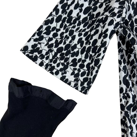 Joseph Ribkoff Vintage Jacket 10 Black White Convertible Sleeve Mod Floral Retro - Picture 8 of 16